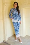 Sage Saga_Blue Modal Printed Floral Collar Ireen Elephant Shirt _at_Aza_Fashions