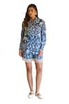 Buy_Sage Saga_Blue Modal Printed Floral Collar Ireen Shirt And Shorts Set _Online_at_Aza_Fashions