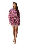 Buy_Sage Saga_Maroon Modal Printed Floral Rosetta Elephant Shorts _Online_at_Aza_Fashions