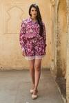 Shop_Sage Saga_Maroon Modal Printed Floral Rosetta Elephant Shorts _Online_at_Aza_Fashions