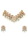 Shop_Riana Jewellery_Green Rice Pearls Embellished Choker Necklace Set _at_Aza_Fashions