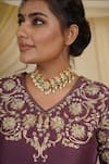 Riana Jewellery_Green Rice Pearls Embellished Choker Necklace Set _at_Aza_Fashions