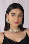 Buy_Riana Jewellery_Pink Beads, Diamonds Embellished Choker Necklace Set _at_Aza_Fashions