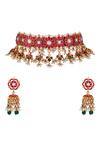 Buy_Riana Jewellery_Pink Diamonds, Stones Ruby Embellished Choker Necklace Set _at_Aza_Fashions