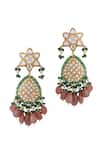 Riana Jewellery_Pink Beads Kundan Embellished Long Pendant Necklace Set _Online_at_Aza_Fashions