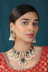 Buy_Riana Jewellery_Green Mirrors, Stones Mozanite Embellished Choker Necklace Set _at_Aza_Fashions
