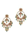 Shop_Riana Jewellery_Pink Jadtar Stones Embellished Chandbali Earrings _at_Aza_Fashions