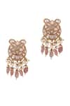 Shop Riana Jewellery Pink Beads, Diamonds Kundan Embellished Dangler Earrings at Aza Fashions Shop_Riana Jewellery_Pink Beads, Diamonds Kundan Embellished Dangler Earrings _at_Aza_Fashions