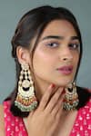 Buy_Riana Jewellery_Green Kundan Embellished Long Chandbali Earrings _at_Aza_Fashions