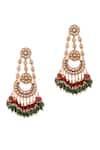 Shop_Riana Jewellery_Green Kundan Embellished Long Chandbali Earrings_at_Aza_Fashions