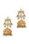 Shop_Riana Jewellery_White Pearls Embellished Jhumka Earrings _at_Aza_Fashions