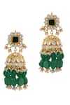 Shop_Riana Jewellery_Green Pearls Kusum Beads Embellished Jhumkas _at_Aza_Fashions