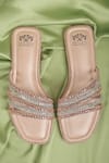 Stilista_Rose Gold Embellished Crystal Flats_Online_at_Aza_Fashions