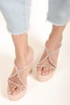 Shop_Stilista_Rose Gold Embellished Crystal Wedges _at_Aza_Fashions