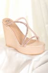 Stilista_Rose Gold Embellished Crystal Wedges _at_Aza_Fashions