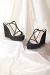 Buy_Stilista_Black Embellished Crystal Work Wedges _at_Aza_Fashions