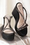 Buy_Stilista_Black Embellished Crystal Work Wedges _Online_at_Aza_Fashions