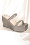 Stilista_Grey Embellished Crystal Parallel Strap Wedges _Online_at_Aza_Fashions