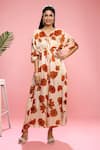 Buy_SIARRA_Ivory Satin Cotton Printed Floral Notched Kaftan Jumpsuit _at_Aza_Fashions