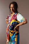 Advait_Multi Color Bemberg Satin Twill Printed Abstract Calypso Dress  _at_Aza_Fashions