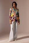 Buy_Advait_Multi Color Bemberg Satin Twill Printed Calypso Embellished Blazer  _at_Aza_Fashions