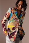 Advait_Multi Color Bemberg Satin Twill Printed Calypso Embellished Blazer  _at_Aza_Fashions