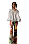 Buy_Advait_Multi Color Bemberg Satin Twill Printed Calypso Flared Trouser  _Online_at_Aza_Fashions