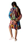 Buy_Advait_Multi Color Crinkled Heavy Chiffon Printed Calypso Flared Dress  _Online_at_Aza_Fashions