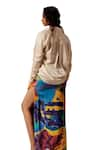 Advait_Multi Color Bemberg Satin Twill Printed Abstract Calypso Slit Skirt  _Online_at_Aza_Fashions