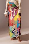 Shop_Advait_Multi Color Bemberg Satin Twill Printed Abstract Calypso Slit Skirt  _Online_at_Aza_Fashions