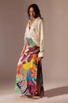 Advait_Multi Color Bemberg Satin Twill Printed Abstract Calypso Slit Skirt  _at_Aza_Fashions