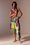 Buy_Advait_Multi Color Bemberg Satin Twill Printed Calypso Asymmetric Dress  _at_Aza_Fashions