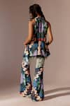 Shop_Advait_Multi Color Bemberg Satin Twill Printed Abstract Echo Flared Trouser  _at_Aza_Fashions