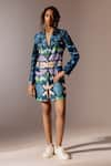 Buy_Advait_Multi Color Bemberg Satin Twill Printed Echo Patchwork Blazer Dress  _at_Aza_Fashions