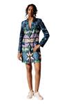 Advait_Multi Color Bemberg Satin Twill Printed Echo Patchwork Blazer Dress  _Online_at_Aza_Fashions