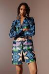 Advait_Multi Color Bemberg Satin Twill Printed Echo Patchwork Blazer Dress  _at_Aza_Fashions