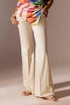 Shop_Advait_Ivory Cotton Drill Solid Elio Flared Trouser  _Online_at_Aza_Fashions