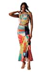 Advait_Multi Color Bemberg Satin Twill Print Juno Ruffled Skirt _Online_at_Aza_Fashions