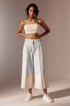 Buy_Advait_Blue Cotton Drill Plain Maia Colour Block Culottes  _at_Aza_Fashions