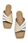Buy_Devano_Beige Textured Color Blocked Flats_at_Aza_Fashions