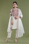 Buy_Divya Sheth_Off White Chanderi Embroidery Thread Border Dupatta  _Online_at_Aza_Fashions