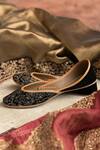 Shop_Coral Haze_Black Floral Kasbah Embellished Juttis _at_Aza_Fashions