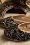 Buy_Coral Haze_Black Floral Kasbah Embellished Juttis _Online_at_Aza_Fashions