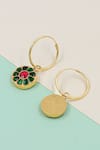 Sangeeta Boochra_Green Stones Embellished Circular Hoops _Online_at_Aza_Fashions