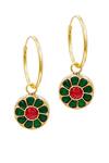 Shop_Sangeeta Boochra_Green Stones Embellished Circular Hoops _at_Aza_Fashions