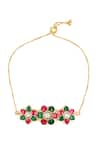 Shop_Sangeeta Boochra_Multi Color Floral Stone Embellished Bracelet_at_Aza_Fashions