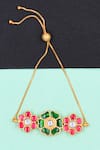 Buy_Sangeeta Boochra_Multi Color Stones Floral Pattern Embellished Bracelet _at_Aza_Fashions