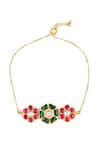 Shop_Sangeeta Boochra_Multi Color Stones Floral Pattern Embellished Bracelet _at_Aza_Fashions