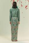 Shop Coeur Green Natural Crepe Kaze Bloom Crop Blazer Draped Skirt Set at Aza Fashions Shop_Coeur_Green Natural Crepe Kaze Bloom Crop Blazer Draped Skirt Set _at_Aza_Fashions