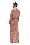 Shop_Coeur_Peach Natural Crepe Mizu Flora Crop Blazer Draped Skirt Set _Online_at_Aza_Fashions